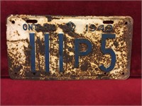 1949 Ontario License Plate