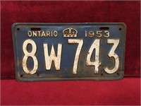 1953 Ontario License Plate