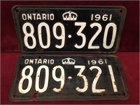 1960 Consecutive Ontario License Plates