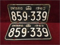 1963 Ontario License Plate Set