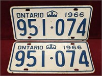 1966 Ontario License Plate Set