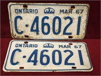 1967 Ontario License Plate Set