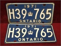 1971 Ontario License Plate Set