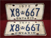 1972 Ontario License Plate Set