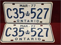 1977 Ontario License Plate Set