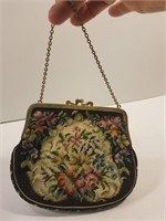 Lovely antique tapestry clutch purse handbag