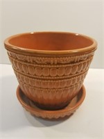 Wonderful vtg lg orange McCoy pottery planter