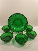Antique Coin Dot emerald green Glass Berry Bowl