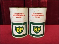 2 BP Transmission Oil Cans - Full