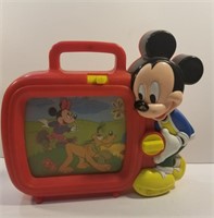 Vtg Wind-up Mickey Mouse moving TV screen toy