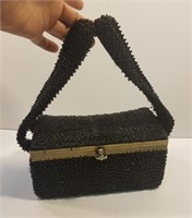 Vintage women's beaded lunch box handbag