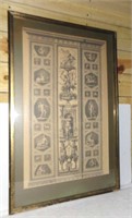 Large Antique Framed Roman Influenced Litho