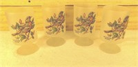 Lot of 4 Vintage Frosted Baltimore Oriole Glasses