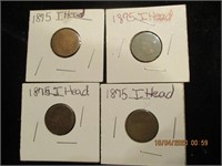 4 Indian Head Pennies-1875