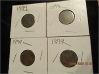 4 Indian Head Pennies-1879