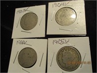 4 V Nickels-1901,01,04,05