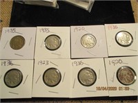 8 Buffalo Nickels-1920-1936