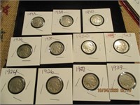 11 Buffalo Nickels-1920-1937