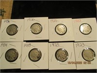 8 Buffalo Nickels-1920-1937