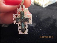 Mother of Pearl & Abalone Cross Pendant