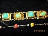 2 Bracelets-1 Lady Bugs & 1 w/Green Stones