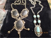 Turquoise Necklace & Necklace w/Black Stones