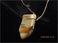 925 Italy Necklace w/Polished Stone Pendant-