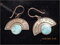 925 Boma Silver Turquoise Earrings-7.1 g