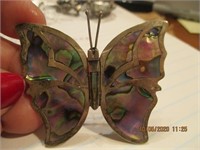 Taxco Sterling Abalone Butterfly Marked Pin-11.5 g