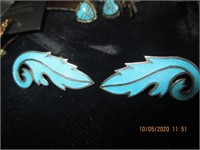 925 SterlingScrewback w/Turquoise Earrings-11.0 g