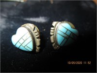 925 Heart Turquoise Earrings-4.1 g