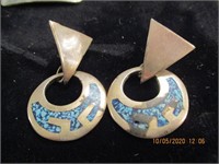 925 Earrings w/Turquoise-17.0 g