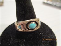 Sterling Native American Turquoise Ring-5.2 g