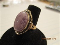 Sterling Purple Jade Ring-9.5 g