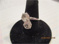 Sterling Ring w/2 Clear Stones-3.1 g
