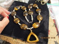 Sterling Clasp Tiger Eye Necklace