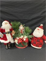 2 Santas & Drum Decor