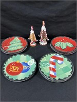 12 Dessert Plates Christmas & Small Tree Decor