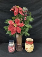 Floral Arrangement, Vase & Decorative Jar
