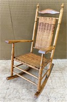 Vintage Woven Back & Seat Rocking Chair