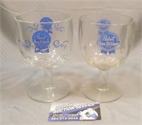Lot of (2) Pabst Blue Ribbon Beer Glasses
