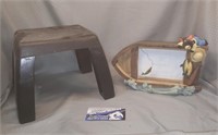 Small Plastic Stool + Boat Picture Frame