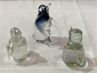 Lot of 3 Various Glass Penguins Including