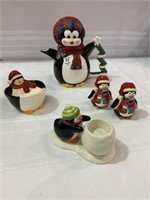 Lot of 5 Penguin Design Serving Pieces