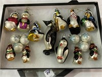 Group of Penguin & Snowflake Ornaments