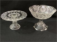 Lot of 2 Pressed Glass Pieces Including Lg.