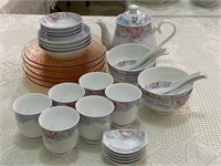 Set of white Jade Porcelain Oriental Tea Set