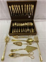 Set of Gold Plated Flatware-Service for 12 in Case