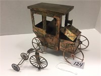 METAL CAR MUSIC BOX (NO KEY) AND TRICYCLE