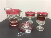 MISC. RED AND CLEAR CUT GLASS